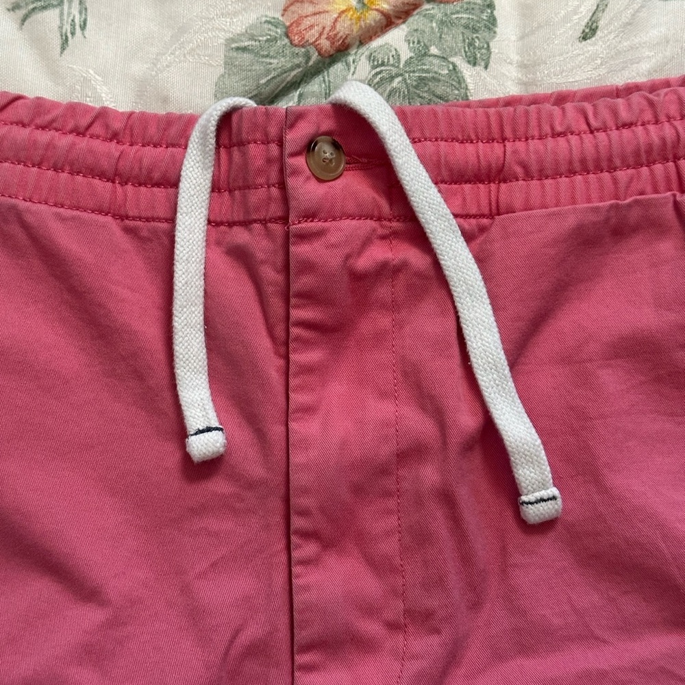 Polo Ralph Lauren Classic Fit 6” Chino khaki Shorts pink red drawstring Sz M - Picture 4 of 10